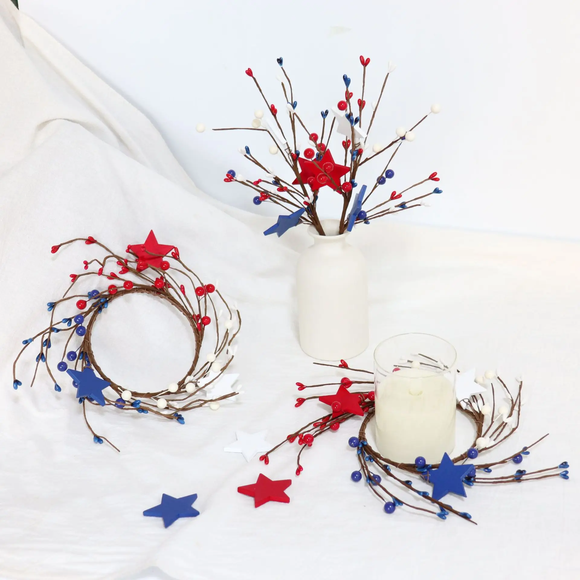 3 PCS Candle Ring Stars Festival Desktop Centerpiece For American USA Independence Day Table Decor Party DIY Decoration Supplies
3 PCS Candle Ring Stars Festival Desktop Centerpiece For American USA Independence Day Table Decor Party DIY Decoration Supplies