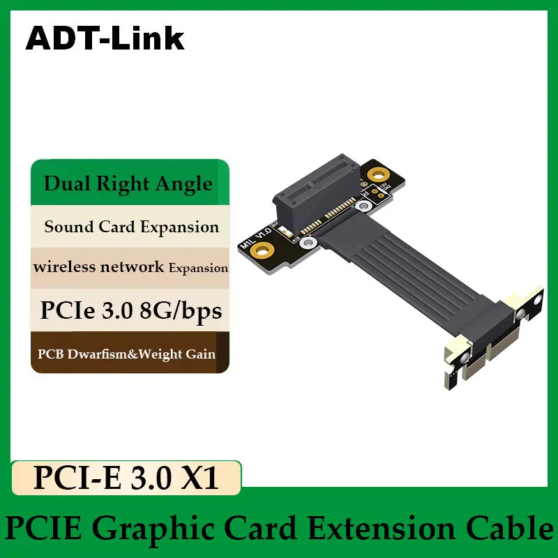 ADT-Link PCIE 3.0 x1 Extension Cable Dual Right angle Riser Adapter for Sound Card Wireless Network Card Graphics Card Expansion
ADT-Link PCIE 3.0 x1 Extension Cable Dual Right angle Riser Adapter for Sound Card Wireless Network Card Graphics Card Expansion