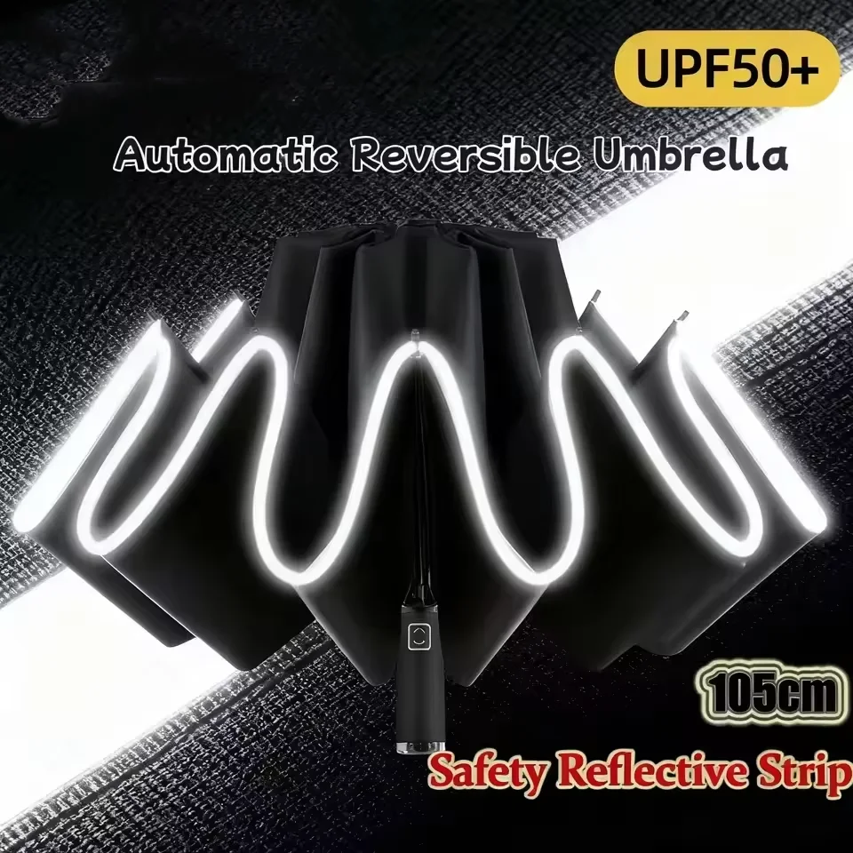 Зонт ветрозащитный, прочный, с отражающей полосой, автоматический, обратного сложения, с защитой от УФ-излучения, портативный, зонт-парасоль
Зонт ветрозащитный, прочный, с отражающей полосой, автоматический, обратного сложения, с защитой от УФ-излучения, портативный, зонт-парасоль