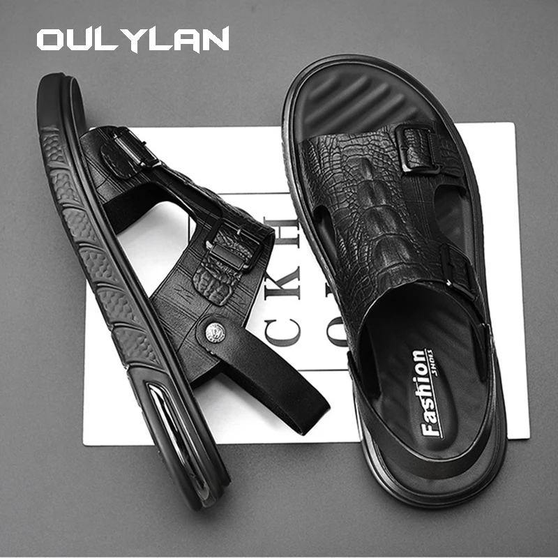 Мужская пляжная обувь Oulylan, модные уличные кожаные сандалии на толстой подошве, износостойкие Нескользящие шлепанцы, мужские сандалии
Мужская пляжная обувь Oulylan, модные уличные кожаные сандалии на толстой подошве, износостойкие Нескользящие шлепанцы, мужские сандалии