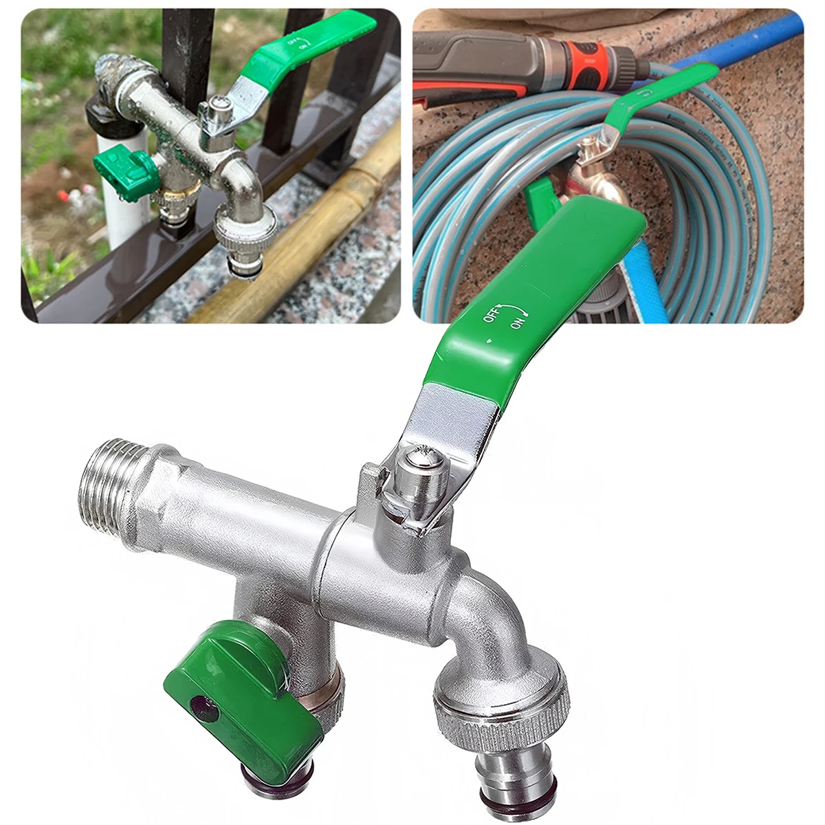 1 Pcs Industrial and Home Irrigation Zinc Alloy Garden Bibcocks 1 Inlet 2 Outlet Bibcock with Dual Nipple and Bathroom Faucet
1 Pcs Industrial and Home Irrigation Zinc Alloy Garden Bibcocks 1 Inlet 2 Outlet Bibcock with Dual Nipple and Bathroom Faucet