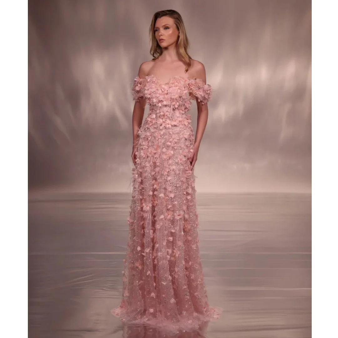 3D Floral Appliques Luxury Evening Dresses Off the Shoulder Sequin Prom Dress Exquisite Party Gown Gala Vestidos Customized
3D Floral Appliques Luxury Evening Dresses Off the Shoulder Sequin Prom Dress Exquisite Party Gown Gala Vestidos Customized