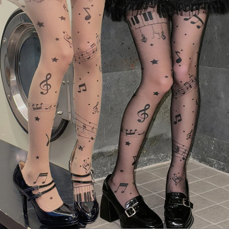 Колготки с принтом музыкальной ноты, чулки с принтом символа, колготки в стиле Лолиты, чулочно-носочные изделия, милые высокие колготки для девочек Y2K, колготки для клубных вечеринок 
Колготки с принтом музыкальной ноты, чулки с принтом символа, колготки в стиле Лолиты, чулочно-носочные изделия, милые высокие колготки для девочек Y2K, колготки для клубных вечеринок