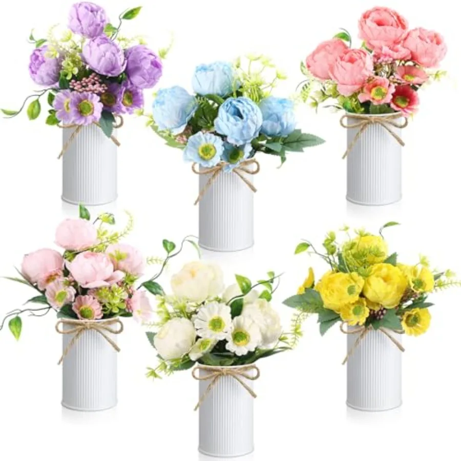 6 Pcs Spring Table Centerpieces Artificial Flowers with Vase Purple Pink Blue Yellow Fake Floral Bouquet Arrangement Spring Sum
6 Pcs Spring Table Centerpieces Artificial Flowers with Vase Purple Pink Blue Yellow Fake Floral Bouquet Arrangement Spring Sum