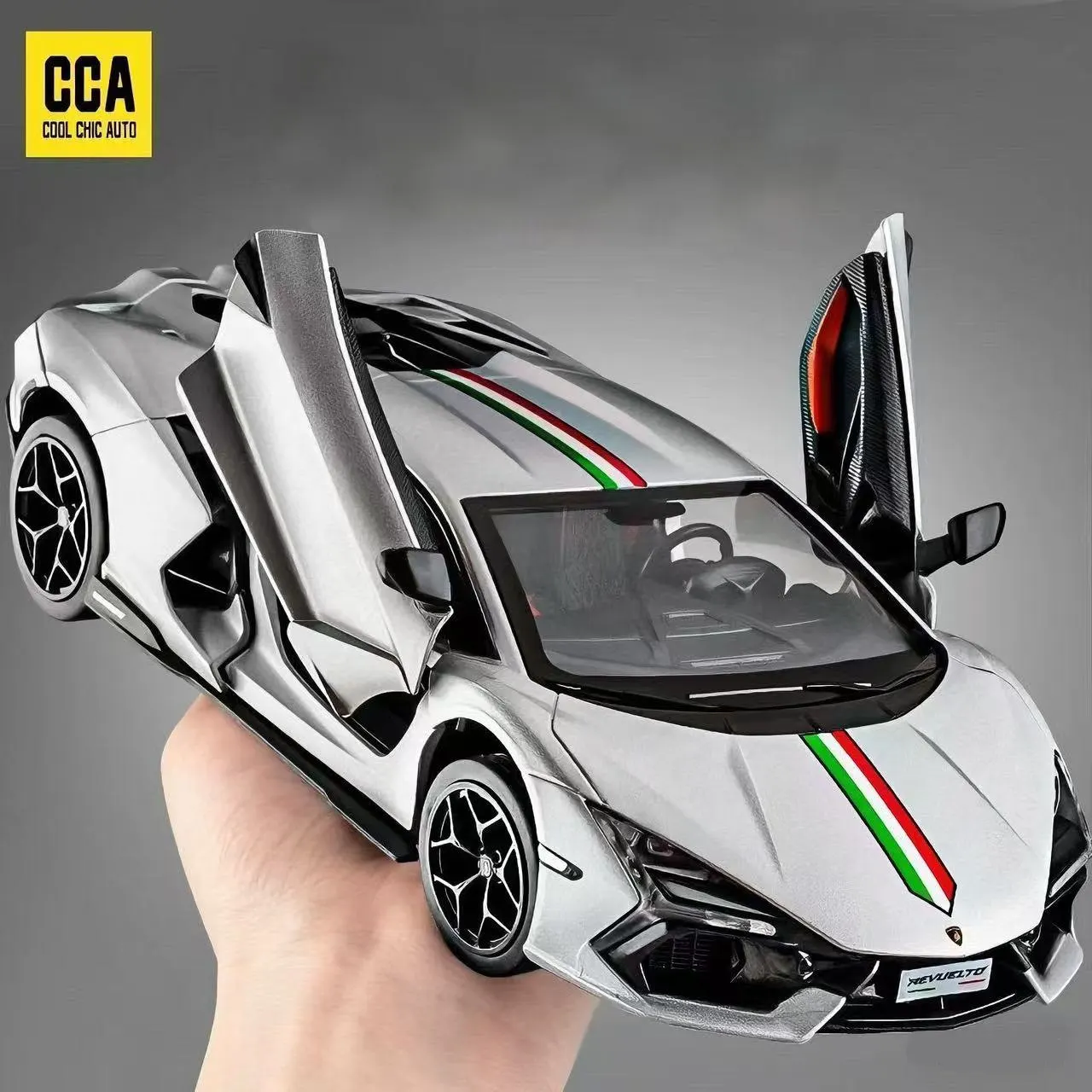 1:24 Lamborghini Revuelto, модель спортивного автомобиля из сплава, литая под давлением металлическая модель гоночного автомобиля, имитация звука и света, детская игрушка в подарок
1:24 Lamborghini Revuelto, модель спортивного автомобиля из сплава, литая под давлением металлическая модель гоночного автомобиля, имитация звука и света, детская игрушка в подарок