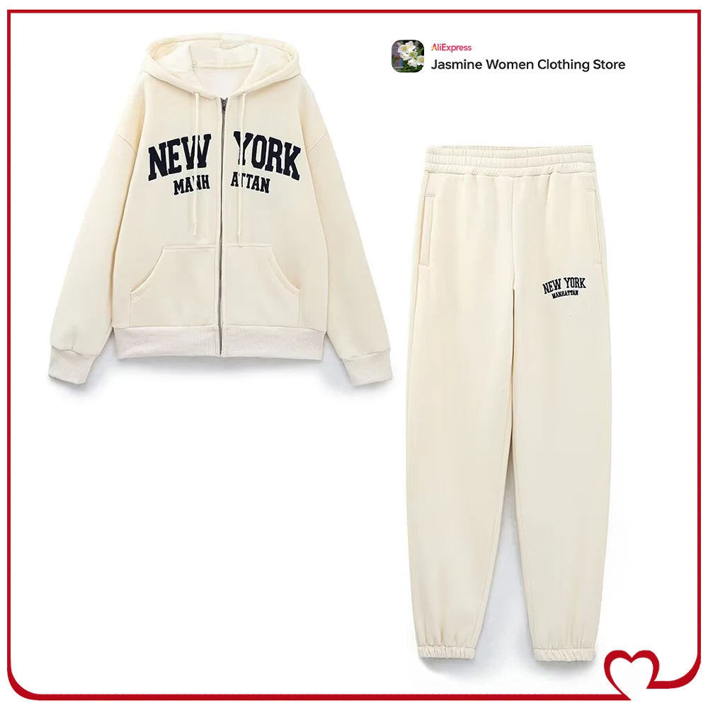 Autumn and Winter Warm Tracksuits for Women Varsity New Matching Sets Contrast Embroidered Zipper Hoodie and Tonal Jogging Pants
Autumn and Winter Warm Tracksuits for Women Varsity New Matching Sets Contrast Embroidered Zipper Hoodie and Tonal Jogging Pants