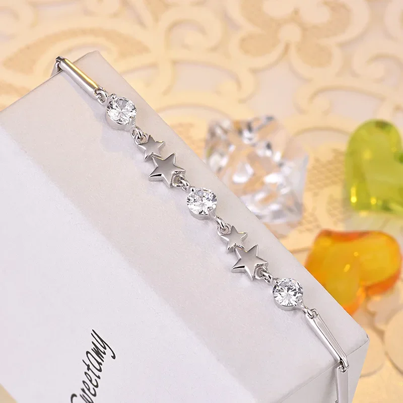 Fashion kpop 925 Sterling Silver creative Star Pink Crystal Bracelets for Women Jewelry Party Wedding Accessories Couple Gifts
Fashion kpop 925 Sterling Silver creative Star Pink Crystal Bracelets for Women Jewelry Party Wedding Accessories Couple Gifts
