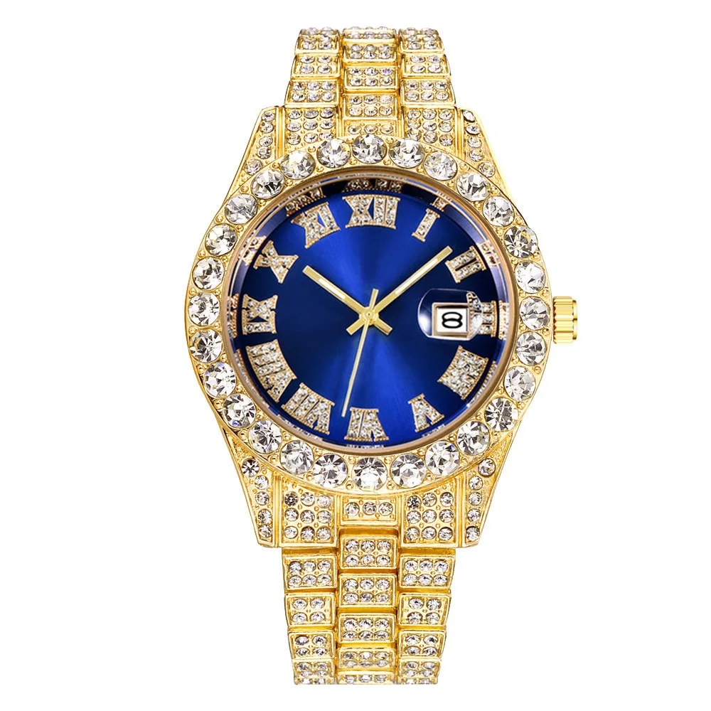 Waterproof Iced Out Watch Calendar Function Date Display Quartz Wristwatch Paved Design Hip Hop Style Men Watch
Waterproof Iced Out Watch Calendar Function Date Display Quartz Wristwatch Paved Design Hip Hop Style Men Watch
