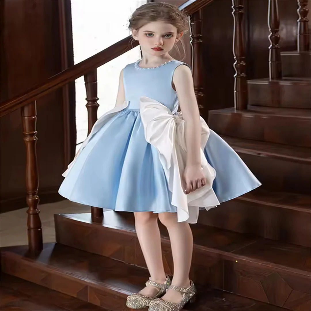 2025 High Quality Blue Wedding Dress for Girls with Big Bow Girls Party Short Evening Dress
2025 High Quality Blue Wedding Dress for Girls with Big Bow Girls Party Short Evening Dress