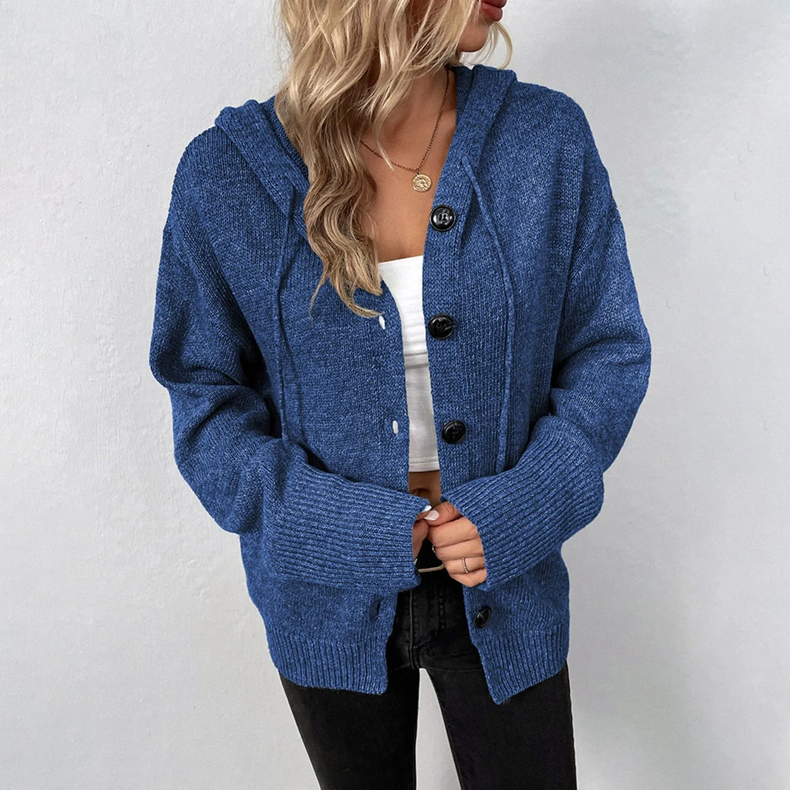 Women's Solid Color Hooded Casual Sweater Autumn And Winter Drawstring Knit Cardigan Outerwear Women Long Cardigan for Winter
Women's Solid Color Hooded Casual Sweater Autumn And Winter Drawstring Knit Cardigan Outerwear Women Long Cardigan for Winter