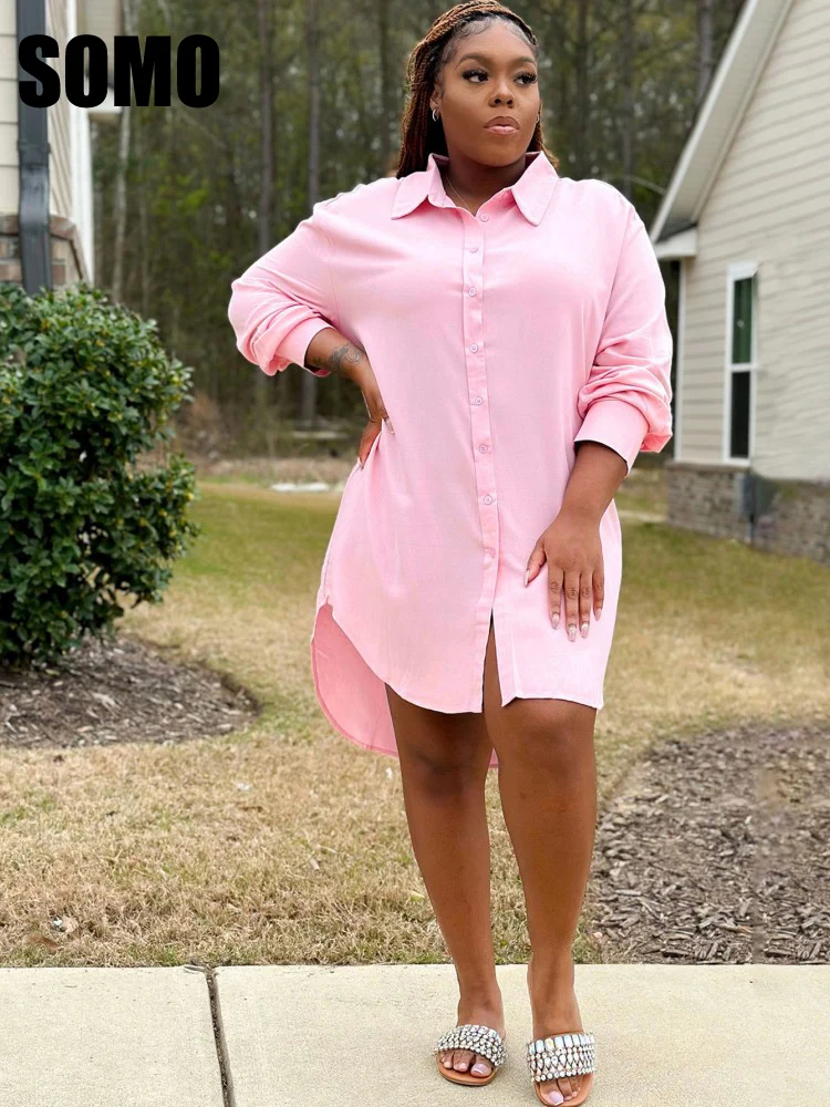 SOMO Plus Size Women 2023 Spring Long Sleeve Solid Color Loose Single Breasted Irregular Long Dresses Wholesale Dropshipping
SOMO Plus Size Women 2023 Spring Long Sleeve Solid Color Loose Single Breasted Irregular Long Dresses Wholesale Dropshipping