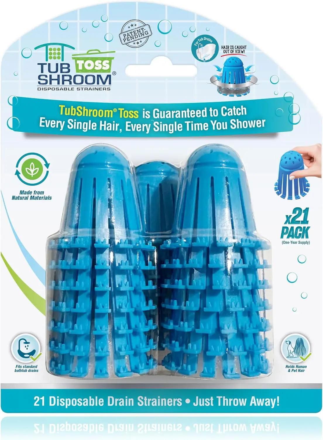 Disposable Bath Tub Drain Strainers 21pk - Hair Catcher for Shower, Prevent Clogged Drains, Traps Human & Pet Hair, One Year Supply
Disposable Bath Tub Drain Strainers 21pk - Hair Catcher for Shower, Prevent Clogged Drains, Traps Human & Pet Hair, One Year Supply