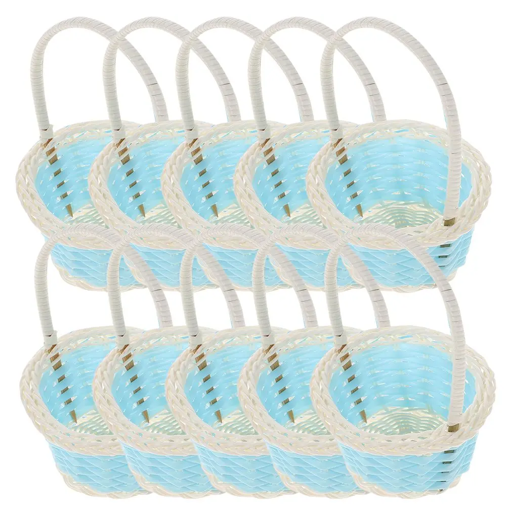 10 Pcs Mini Woven Baskets Plastic Chic Kids Gifts Easter Basket Small Blue Egg Baskets
10 Pcs Mini Woven Baskets Plastic Chic Kids Gifts Easter Basket Small Blue Egg Baskets