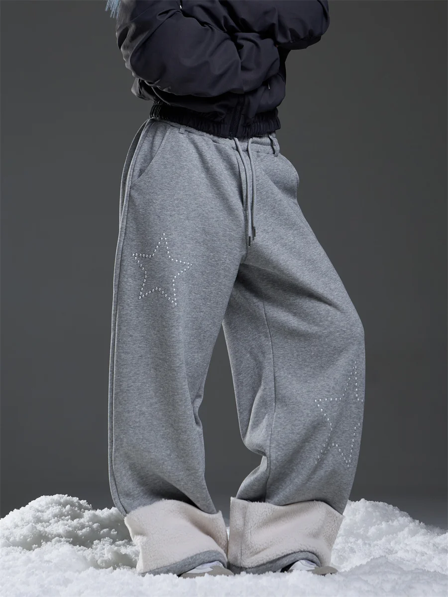 Grey Fleece-Lined Wide Leg Pants Women's Loose Lazy Drawstring Sweatpants Casual Trousers Winter Comfortable Breezy Trousers
Grey Fleece-Lined Wide Leg Pants Women's Loose Lazy Drawstring Sweatpants Casual Trousers Winter Comfortable Breezy Trousers