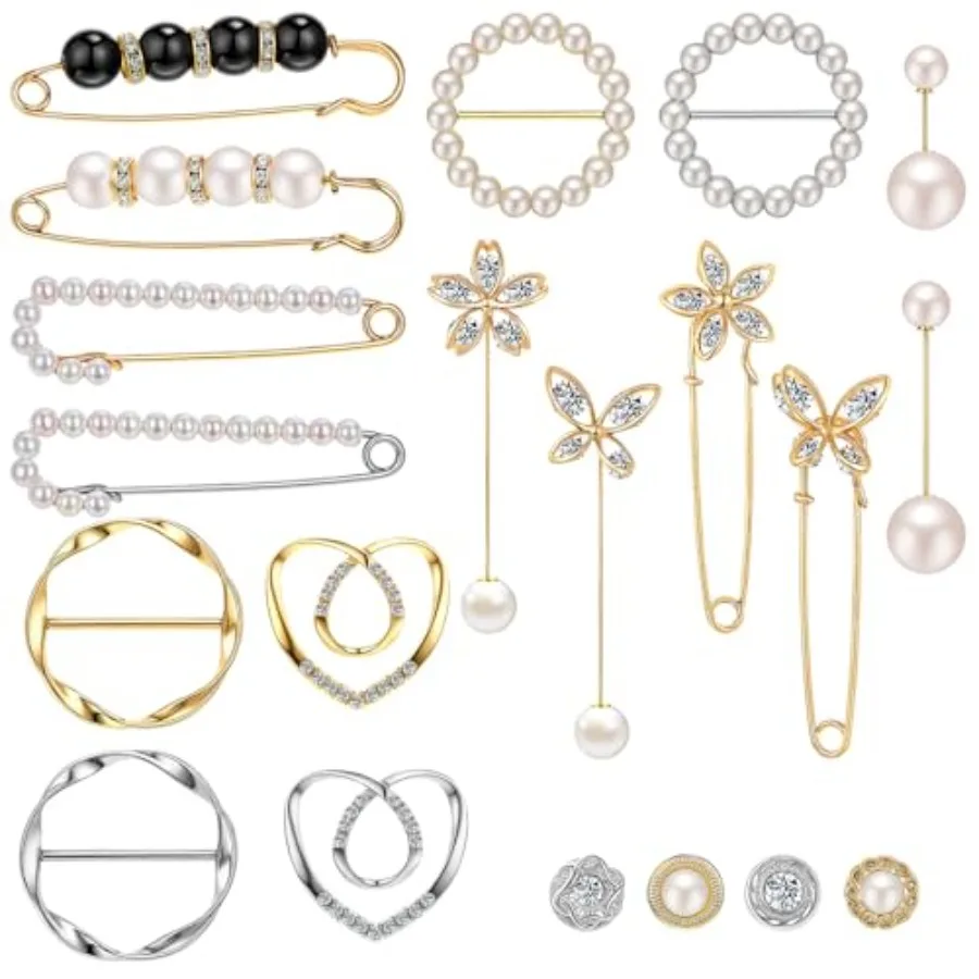 20 Pcs Elegant Brooches Jewelry Accessories for Women, Pearl Rhinestone Brooch Safety Pins, Scarf Rings Clip Pin T-Shirt Ties C
20 Pcs Elegant Brooches Jewelry Accessories for Women, Pearl Rhinestone Brooch Safety Pins, Scarf Rings Clip Pin T-Shirt Ties C