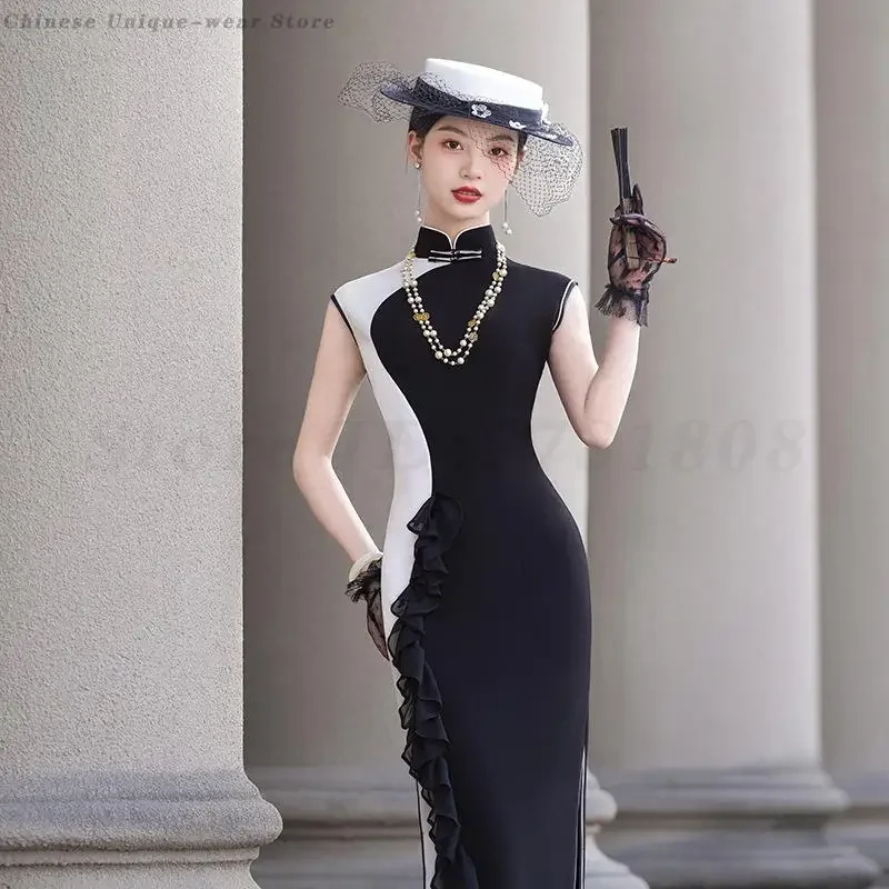 Женское элегантное вечернее платье в китайском стиле, улучшенное Cheongsam, винтажное длинное Ципао с листьями лотоса по бокам, сексуальное облегающее платье S-5XL
Женское элегантное вечернее платье в китайском стиле, улучшенное Cheongsam, винтажное длинное Ципао с листьями лотоса по бокам, сексуальное облегающее платье S-5XL