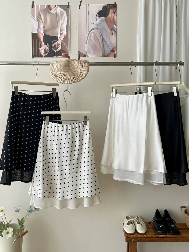 French Style Satin Mini Skirt for Women Double-layer Mesh Polka Dot Hip Hugging Summer Fashion Elegant Temperament Skirts
French Style Satin Mini Skirt for Women Double-layer Mesh Polka Dot Hip Hugging Summer Fashion Elegant Temperament Skirts