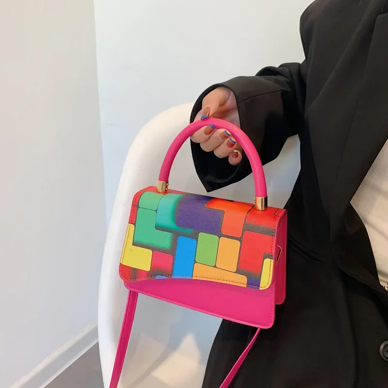 Fashion Trend Small Square Bag New Rainbow Personalized Color Contrast Single Shoulder Bag Simple Casual Portable Messenger Bag
Fashion Trend Small Square Bag New Rainbow Personalized Color Contrast Single Shoulder Bag Simple Casual Portable Messenger Bag