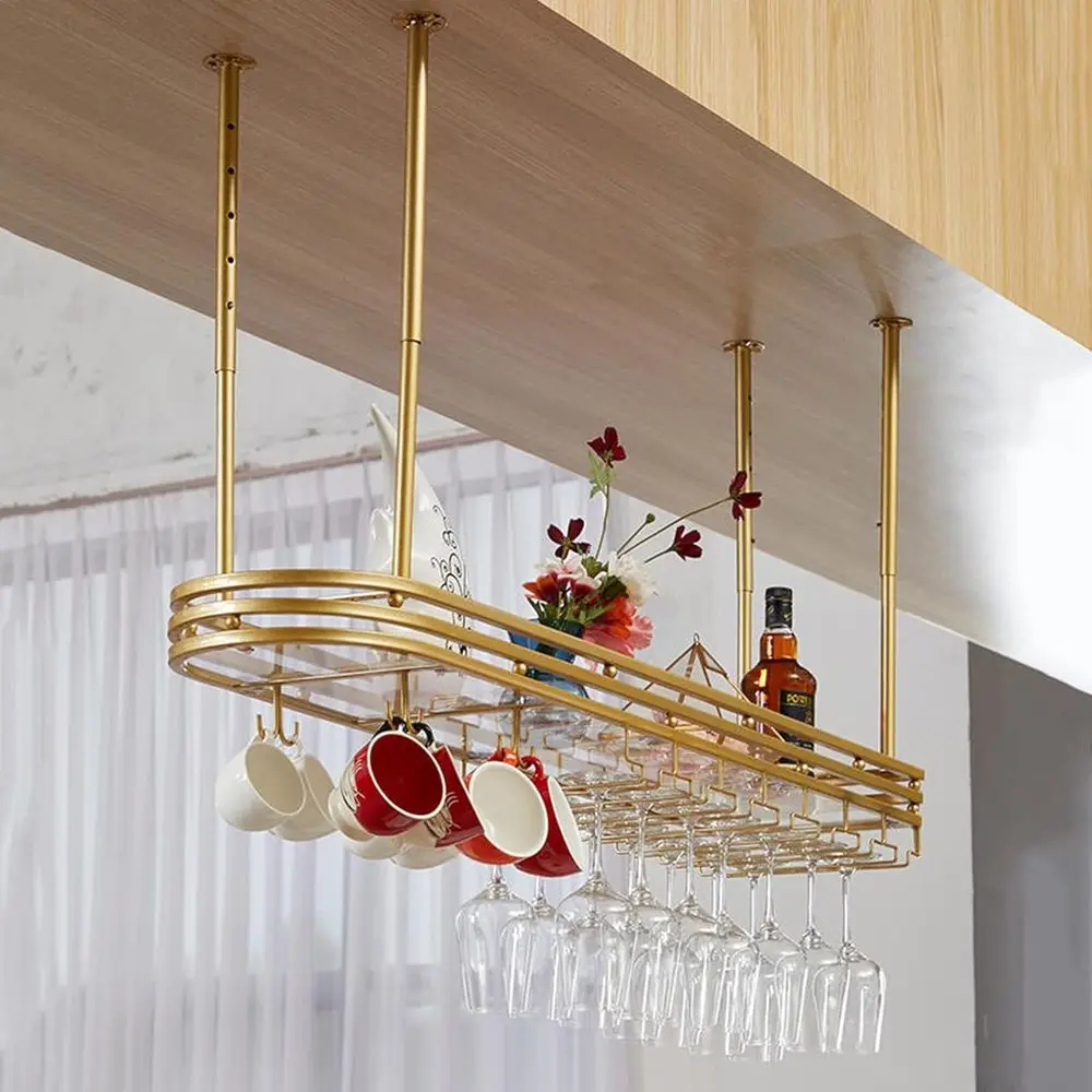 Industrial-Style Adjustable Ceiling Wine Glass Rack, Wall-Mounted Bar Shelf for Whiskey, 100cm Length
Industrial-Style Adjustable Ceiling Wine Glass Rack, Wall-Mounted Bar Shelf for Whiskey, 100cm Length