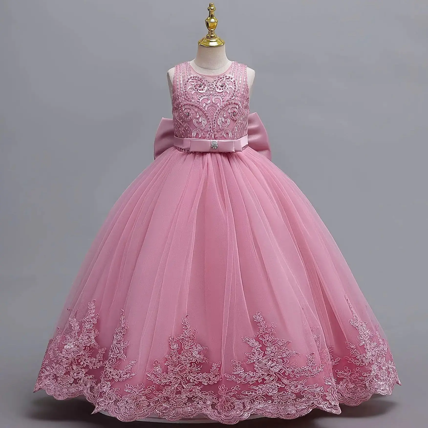 4-12 Years Old Robe Pink Lace Princess Dress Flower Embroidery Girls Wedding Party Ball Gown Mesh Elegant Kids Formal Clothing
4-12 Years Old Robe Pink Lace Princess Dress Flower Embroidery Girls Wedding Party Ball Gown Mesh Elegant Kids Formal Clothing