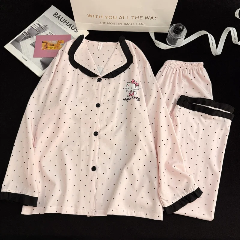 Женский комплект одежды для сна Hello Kitty в корейском стиле, новинка 2023 года, милые пижамы с точечным принтом, одежда для дома с длинными рукавами, одинаковые семейные пижамы в горошек
Женский комплект одежды для сна Hello Kitty в корейском стиле, новинка 2023 года, милые пижамы с точечным принтом, одежда для дома с длинными рукавами, одинаковые семейные пижамы в горошек