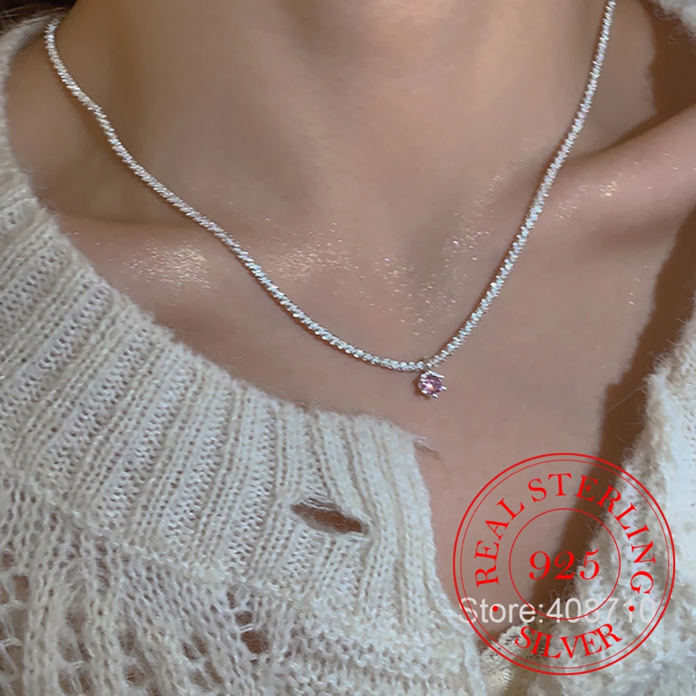 925 Sterling Silver Sparkling Pink Green Zircon Pendant Necklace for Women Clavicle Chain Birthday Wedding Party Jewelry Gift
925 Sterling Silver Sparkling Pink Green Zircon Pendant Necklace for Women Clavicle Chain Birthday Wedding Party Jewelry Gift