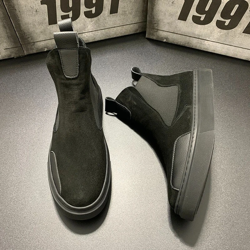 New Men's Slip On HighTop Boots Patchwork Thick Sole Height Boosting Cotton Lined Warm Winter Trendy Fashion Cotton Padded Shoes
New Men's Slip On HighTop Boots Patchwork Thick Sole Height Boosting Cotton Lined Warm Winter Trendy Fashion Cotton Padded Shoes