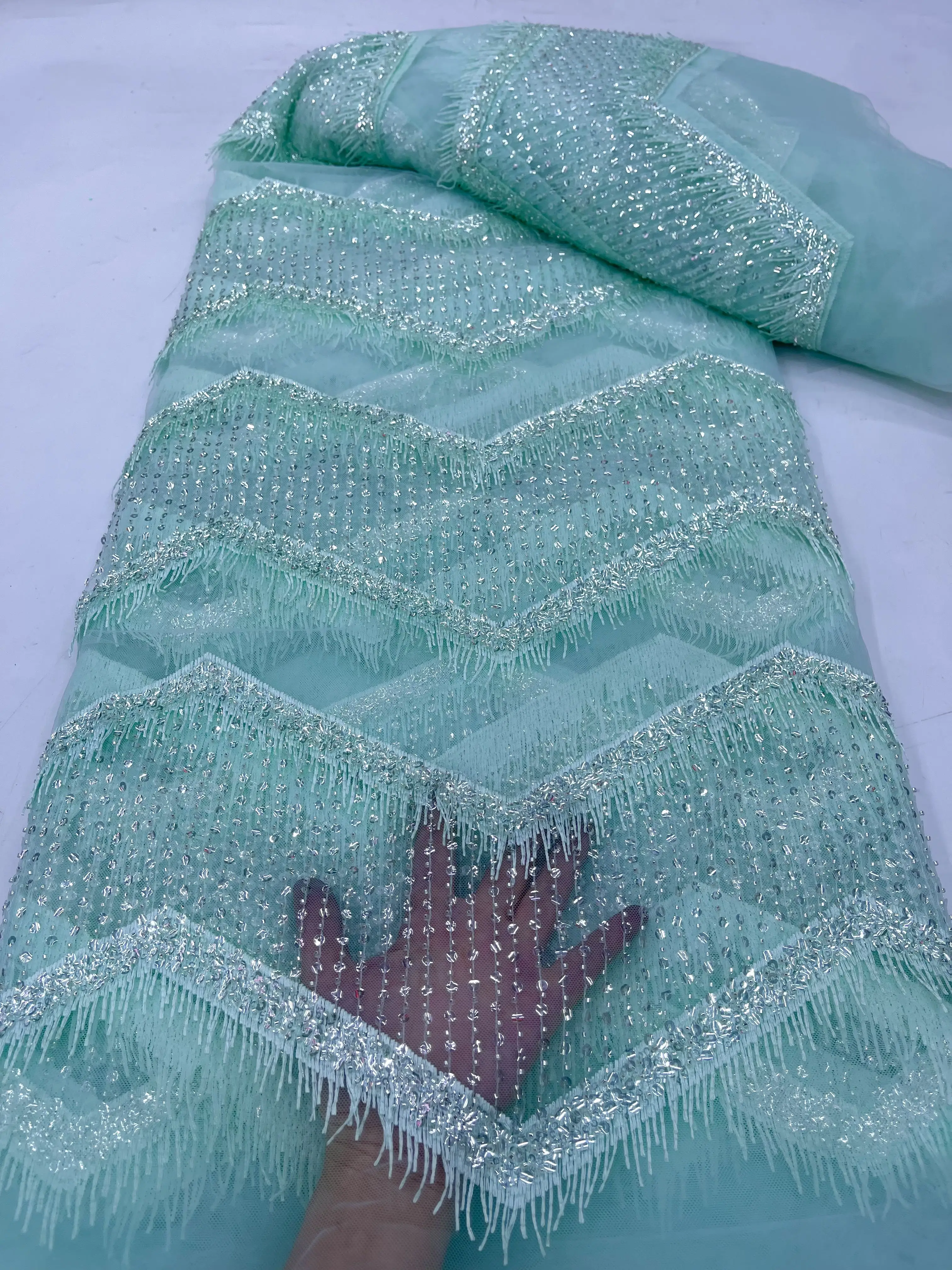 Fashion French Mesh 3D Embossing Embroidery Bead Lace Fabric With Sequins Beaded Tube African Nigerian Fabric For Wedding Dress
Fashion French Mesh 3D Embossing Embroidery Bead Lace Fabric With Sequins Beaded Tube African Nigerian Fabric For Wedding Dress