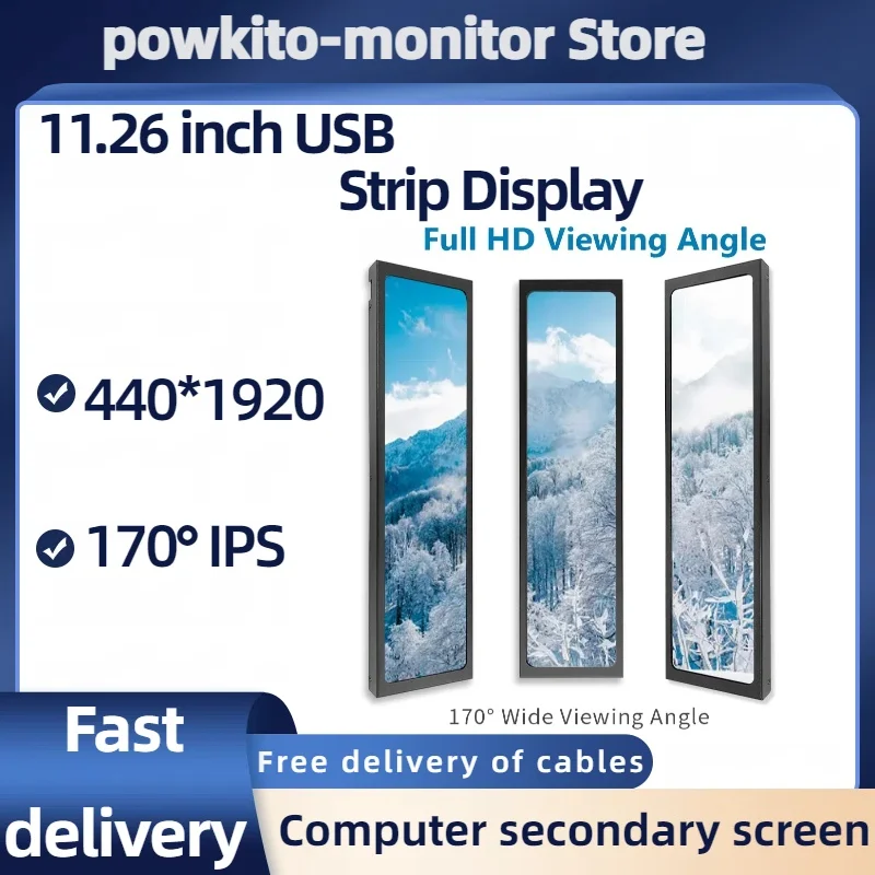IPS11.26-inch portable monitor with USB auxiliary screen, 440 * 1920, suitable for desktop laptop Window,video playback,Aida64
IPS11.26-inch portable monitor with USB auxiliary screen, 440 * 1920, suitable for desktop laptop Window,video playback,Aida64