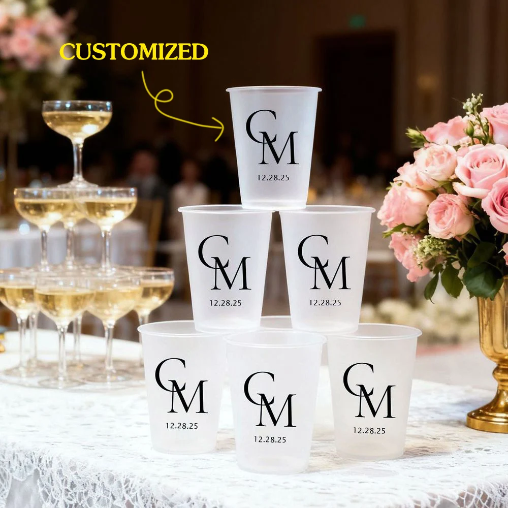 Personalized 50pcs Frosted Plastic Cups Custom Wedding Bridal Birthday Party Favors for Guest 12oz/16oz Reusable Plastic Cups
Personalized 50pcs Frosted Plastic Cups Custom Wedding Bridal Birthday Party Favors for Guest 12oz/16oz Reusable Plastic Cups