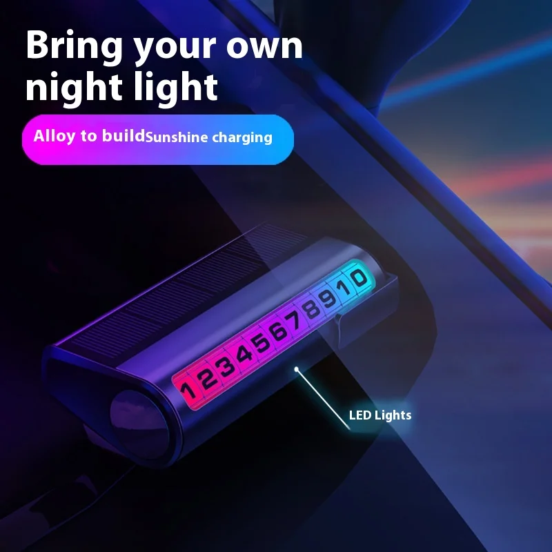 Car solar parking number plate temporary parking contact card luminous colorful lights temporary parking sign
Car solar parking number plate temporary parking contact card luminous colorful lights temporary parking sign