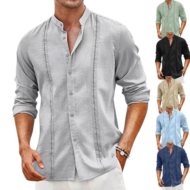 Casual Long Sleeve Stand Collar Men's Open Cardigan Pure Color Leisure Shirt for Younger Men Spring Season Cotton Material
Casual Long Sleeve Stand Collar Men's Open Cardigan Pure Color Leisure Shirt for Younger Men Spring Season Cotton Material