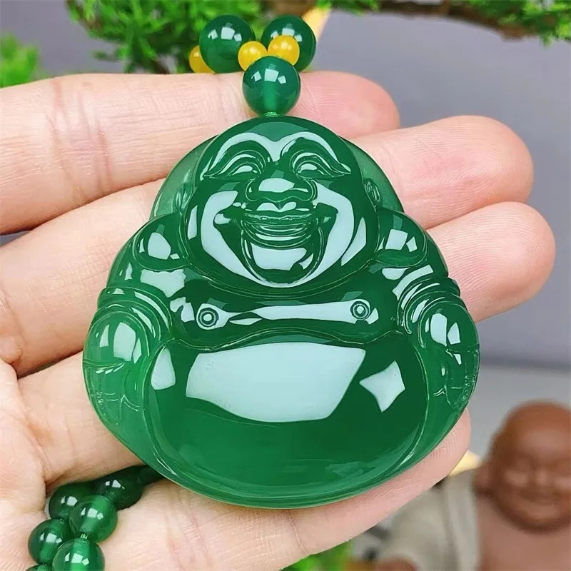 High Imperial Green Chalcedony Guanyin Agate Laughing Buddha Pendant Unisex Jade Necklace
High Imperial Green Chalcedony Guanyin Agate Laughing Buddha Pendant Unisex Jade Necklace