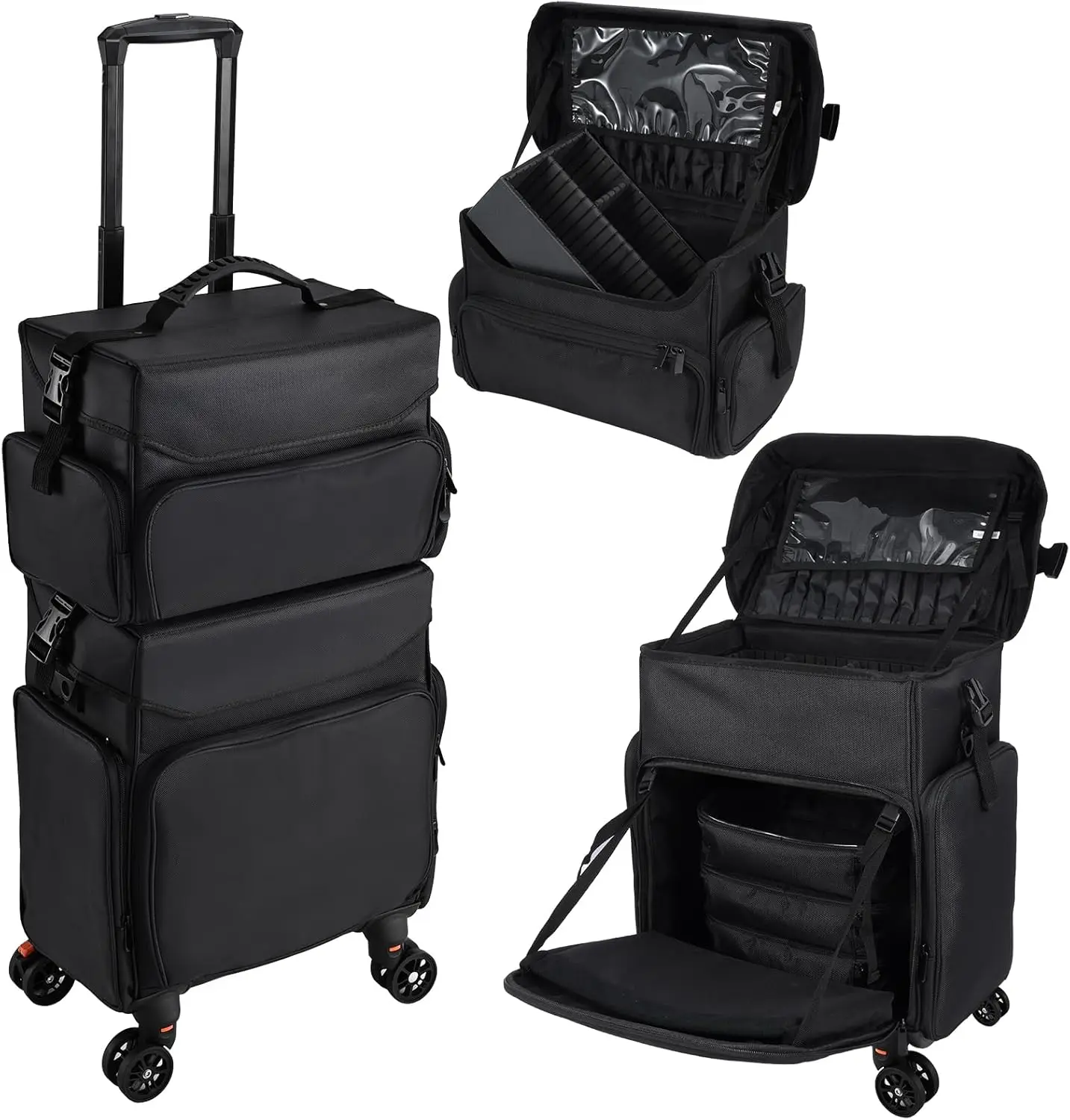 Professional Rolling Makeup Case, Soft Sided Makeup Train Case, Travel Organizer with Wheels for Makeup Artist Cosmetology Nail
Professional Rolling Makeup Case, Soft Sided Makeup Train Case, Travel Organizer with Wheels for Makeup Artist Cosmetology Nail