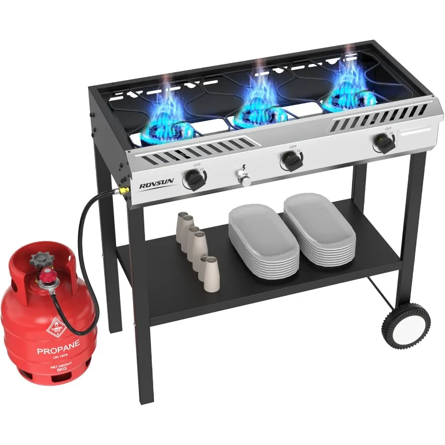3 Burner Outdoor Propane Burner with Ignition Regulator 225 000 BTU Powerful Portable Gas Stove Outdoor Stand Cooker for Backya
3 Burner Outdoor Propane Burner with Ignition Regulator 225 000 BTU Powerful Portable Gas Stove Outdoor Stand Cooker for Backya