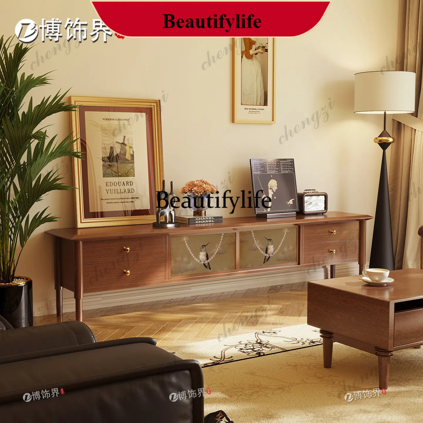 American antique TV audio-visual cabinet French retro high-end TV side cabinetK182
American antique TV audio-visual cabinet French retro high-end TV side cabinetK182