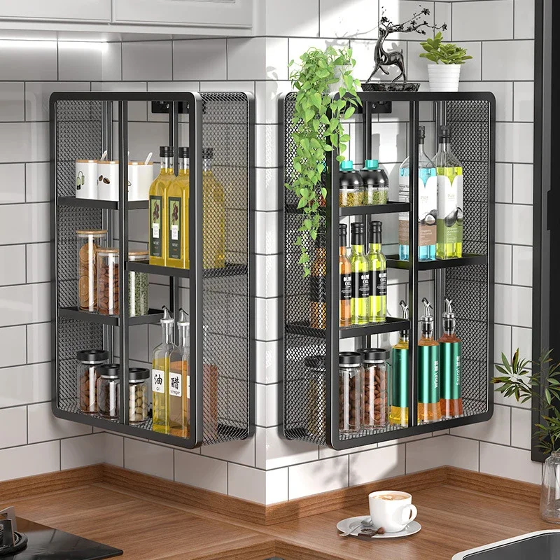 Настенный Многофункциональный угловой стеллаж для приправ, соли, масла, соуса, уксуса 
Настенный Многофункциональный угловой стеллаж для приправ, соли, масла, соуса, уксуса