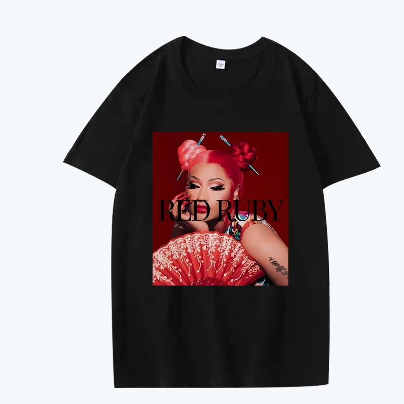 Nicki Minaj Red Ruby T Shirt men women Oversized 100% Cotton Hot sale short sleeve Summer print streetwear Unisex plus size tops
Nicki Minaj Red Ruby T Shirt men women Oversized 100% Cotton Hot sale short sleeve Summer print streetwear Unisex plus size tops