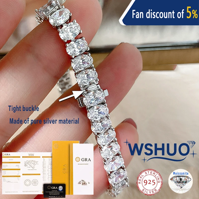 WSHUo Full Moissanite 0.5Ct Oval Cut Tennis Bracelet S925 Silver 18K Gold Plated for Women Men Luxury Jewelry GRA Certified
WSHUo Full Moissanite 0.5Ct Oval Cut Tennis Bracelet S925 Silver 18K Gold Plated for Women Men Luxury Jewelry GRA Certified