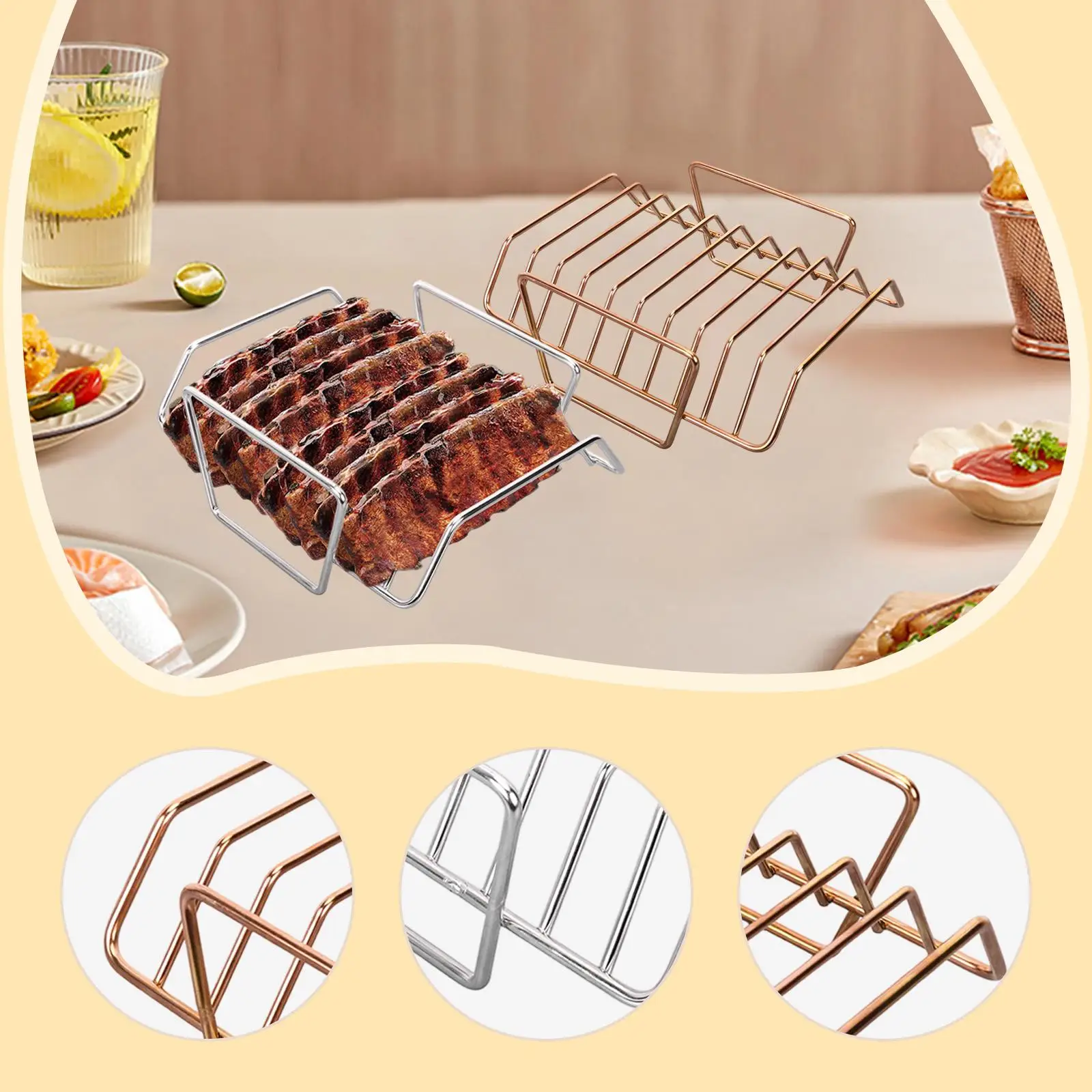 Stainless Steel Rib Rack for Roasting Chicken, Steak, Lamb Chops, Rib Rack for Home Grilling.
Stainless Steel Rib Rack for Roasting Chicken, Steak, Lamb Chops, Rib Rack for Home Grilling.