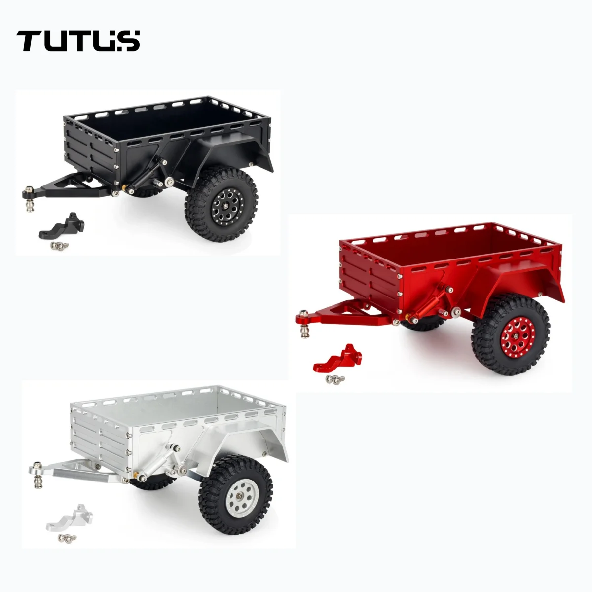 For 1/18 TRX4M Scale RC Utility Trailer Full Assembled Aluminum Trailer with Suspension System All Terrain Tires & Hitch Kit
For 1/18 TRX4M Scale RC Utility Trailer Full Assembled Aluminum Trailer with Suspension System All Terrain Tires & Hitch Kit