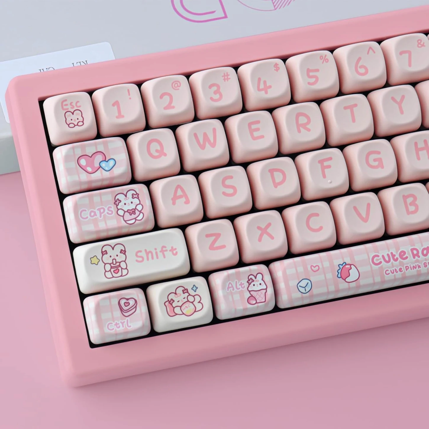 Cute, Pink Bunny MOA Keycap PBT 148 Keys, Customized for 60/84/98/108 Mechanical Keyboard
Cute, Pink Bunny MOA Keycap PBT 148 Keys, Customized for 60/84/98/108 Mechanical Keyboard
