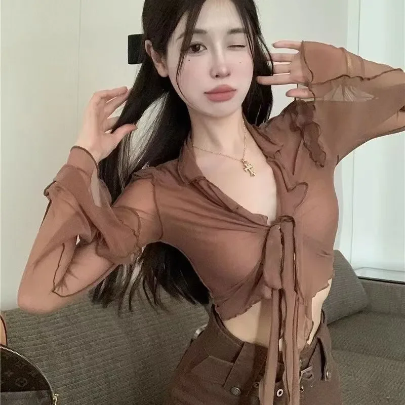 Women Sexy Sheer Mesh Crop Shirt Tie Front Flare Sleeve Y2K Long Sleeve Blouse S-XXL
Women Sexy Sheer Mesh Crop Shirt Tie Front Flare Sleeve Y2K Long Sleeve Blouse S-XXL