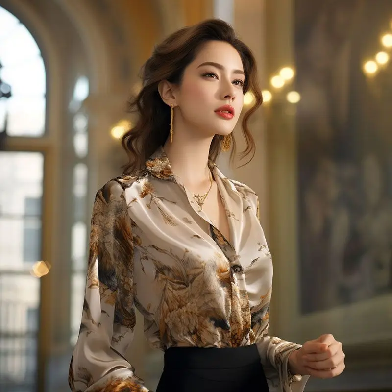 Spring women's 2025 new lazy style, high-end temperament, commuting, age reduction, slimming, floral chiffon shirt top
Spring women's 2025 new lazy style, high-end temperament, commuting, age reduction, slimming, floral chiffon shirt top