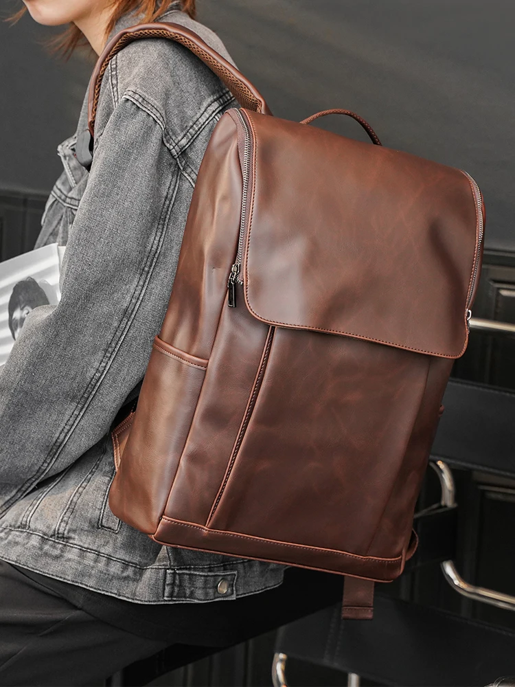 2026 New Korean Style Leather Backpack Outdoor Casual Double Shoulder Bag Student Bookbag Leisure Bag British Retro Computer Bag
2026 New Korean Style Leather Backpack Outdoor Casual Double Shoulder Bag Student Bookbag Leisure Bag British Retro Computer Bag