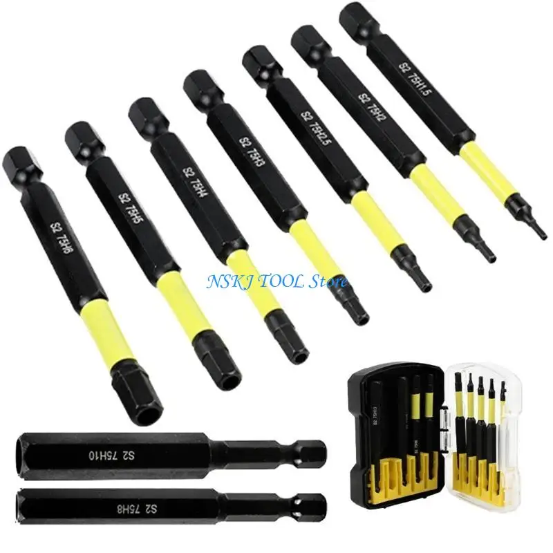 L8RC 9Pcs Long Hexagonal Head Allen Wrenches Drill Bit H1.5 to H10 with Tip
L8RC 9Pcs Long Hexagonal Head Allen Wrenches Drill Bit H1.5 to H10 with Tip