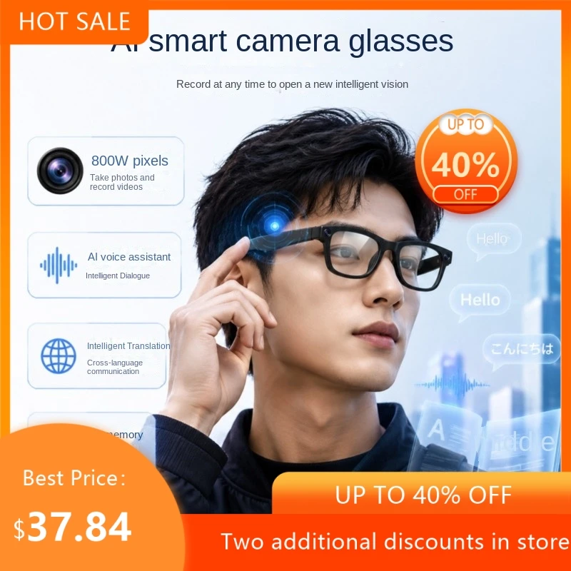 AI Smart Glasses With 800W Pixels And 8GB Memory For Taking Photos Recording Videos And AI Object Recognition And Translation
AI Smart Glasses With 800W Pixels And 8GB Memory For Taking Photos Recording Videos And AI Object Recognition And Translation