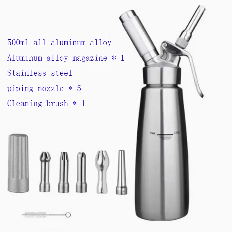 500ML 304 Stainless Steel Gun Foaming Machine Cream Cream Cream Spray Gun Gas Tank Siphon Bottle Foam Gun Milk Oil Bottle
500ML 304 Stainless Steel Gun Foaming Machine Cream Cream Cream Spray Gun Gas Tank Siphon Bottle Foam Gun Milk Oil Bottle