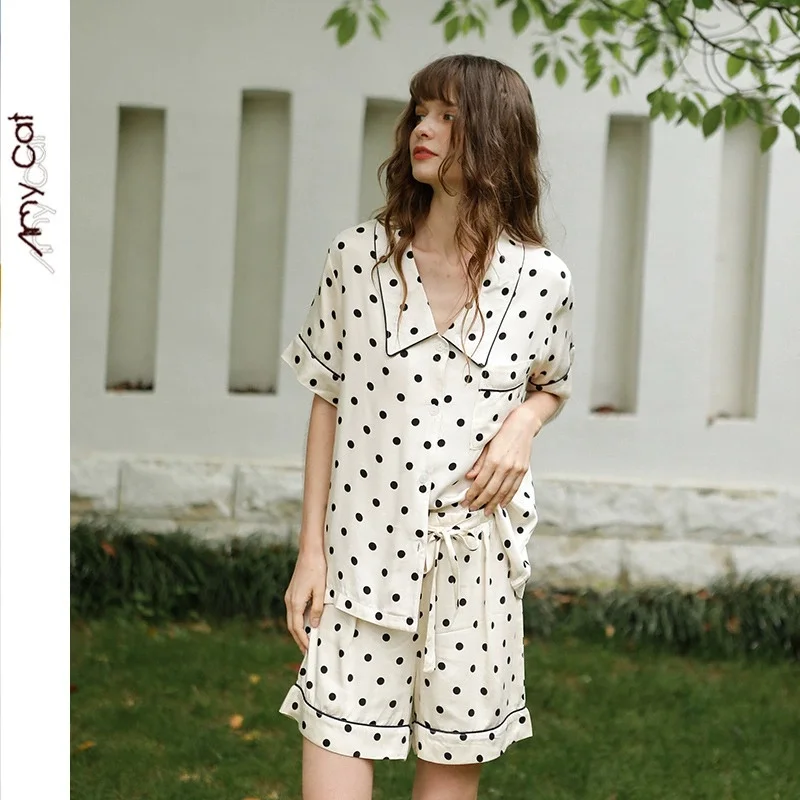 Women's Short-Sleeve & Short Pajama Set - Spring/Summer Cotton Sateen, Solid Color, Pointed Collar, Multiple Colors Available
Women's Short-Sleeve & Short Pajama Set - Spring/Summer Cotton Sateen, Solid Color, Pointed Collar, Multiple Colors Available