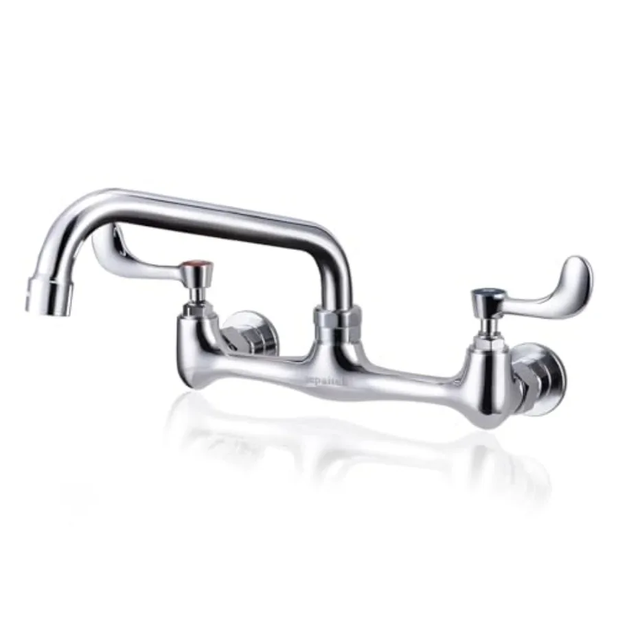 Leak-Free Kitchen Faucet Wall Mount 8 Center 8 Swivel Spout Commercial Sink Faucet 2 Hole 2 Wrist Blade Handles for Laundry Ind
Leak-Free Kitchen Faucet Wall Mount 8 Center 8 Swivel Spout Commercial Sink Faucet 2 Hole 2 Wrist Blade Handles for Laundry Ind